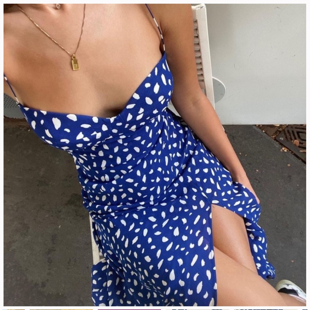 Reformation Blue & White Spotted Midi Dress - Picture 7 of 8